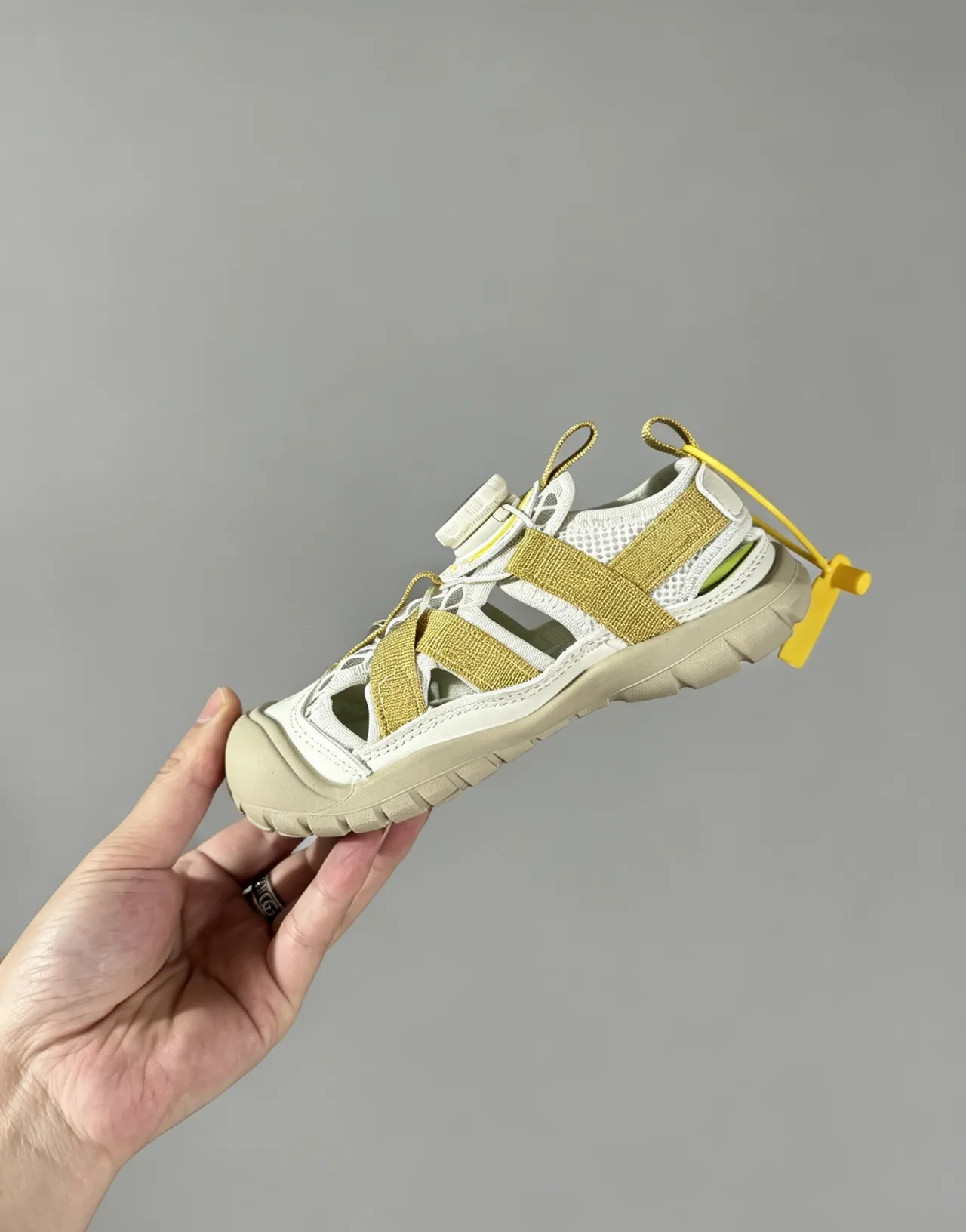 Pink Yellow Multi-Strap Adjustable Dial Closure Casual Sandals 17