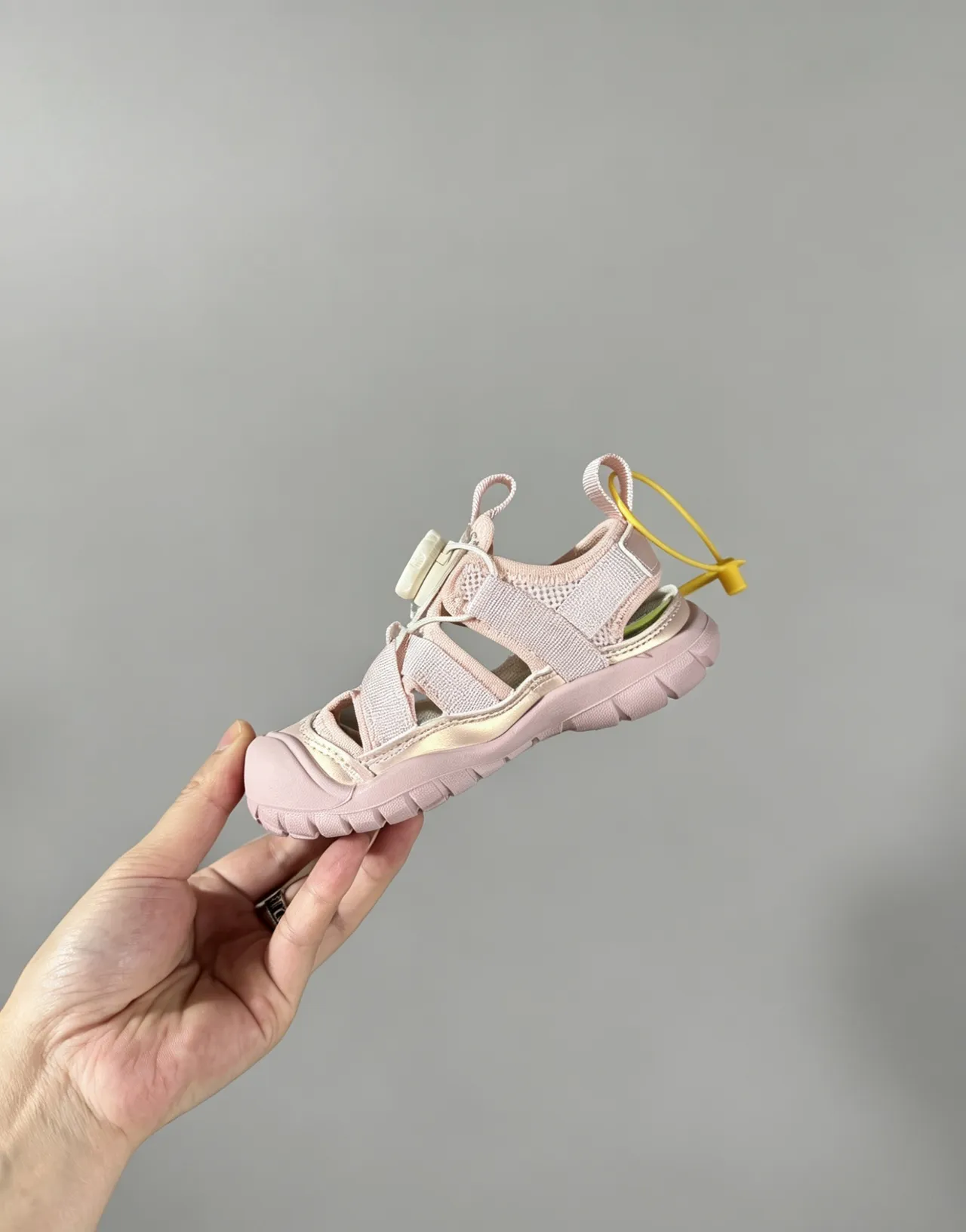 Pink Yellow Multi-Strap Adjustable Dial Closure Casual Sandals 24