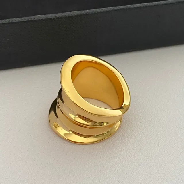 Polished Gold Stacked Band Minimalist Ring 8