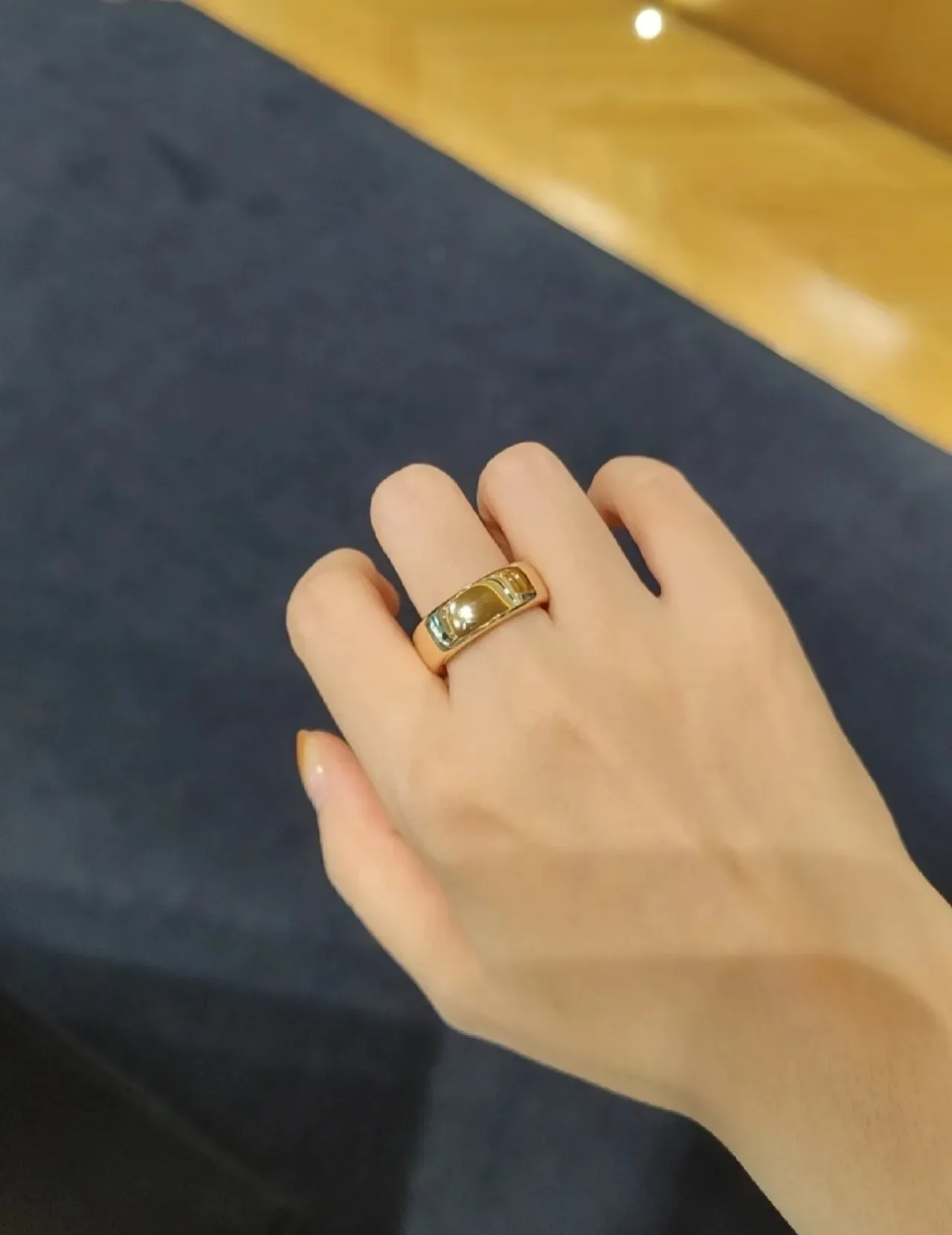 Polished Gold Wide Band Ring 4