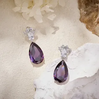 Purple Teardrop Crystal Dangling Earrings