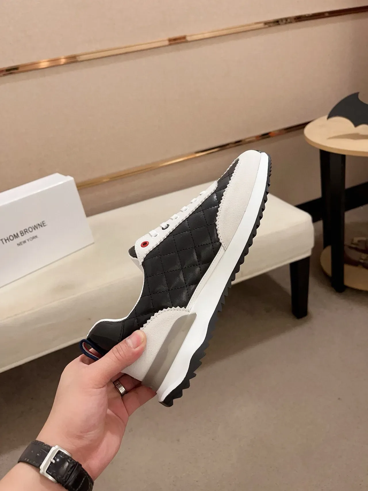 Quilted Black and White Lifestyle Sneaker 5