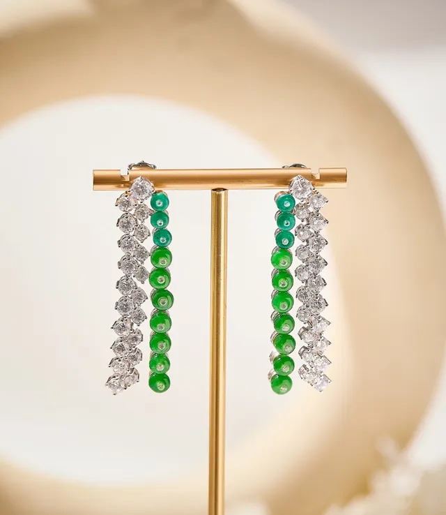 Red and Clear Crystal Linear Drop Earrings 2