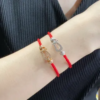 Rojo Cordón Trenzado Pavé Toggle Pulseras
