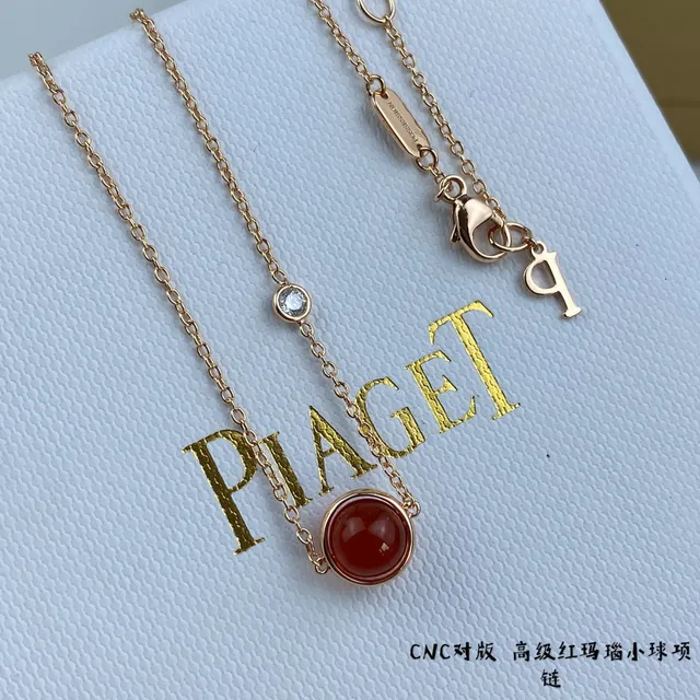 Red Gold Chain Cabochon Stone Necklace 5