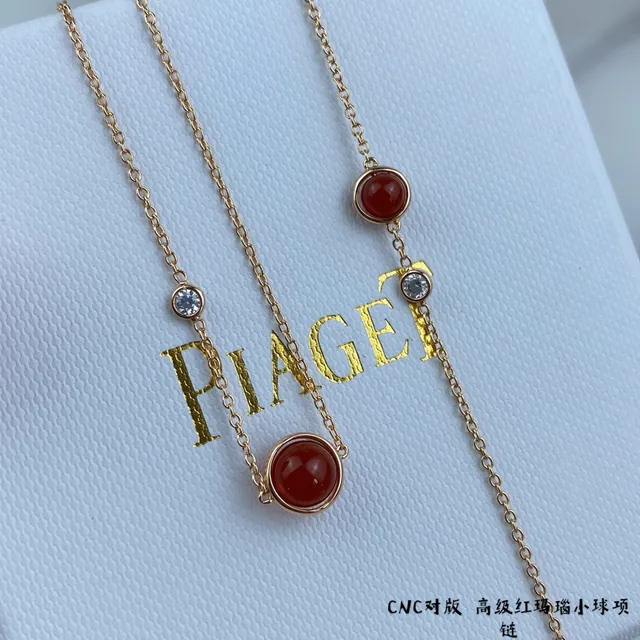 Red Gold Chain Cabochon Stone Necklace 6