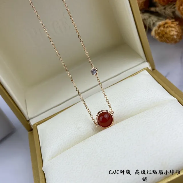 Red Gold Chain Cabochon Stone Necklace 8