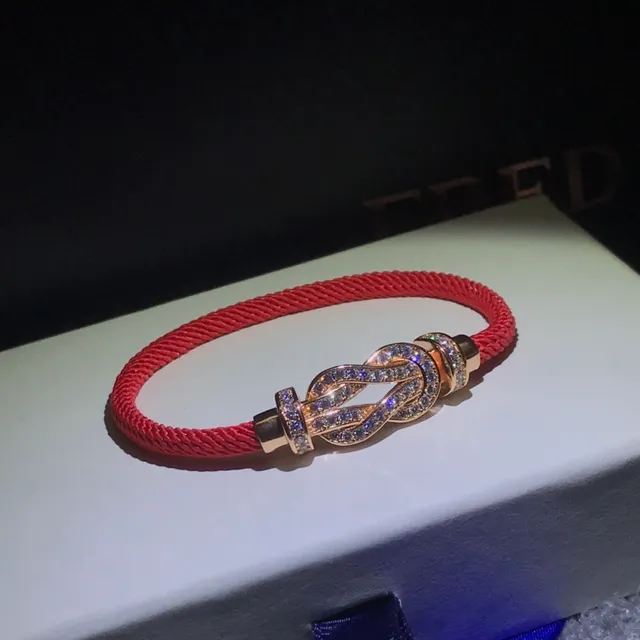 Red Gold Cord-Wrapped Knot-Clasp Bracelet 5