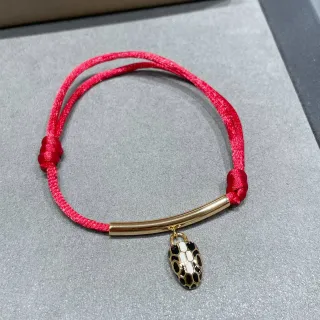 Pulsera de Barra Cilíndrica de Cordón de Seda Roja y Dorada