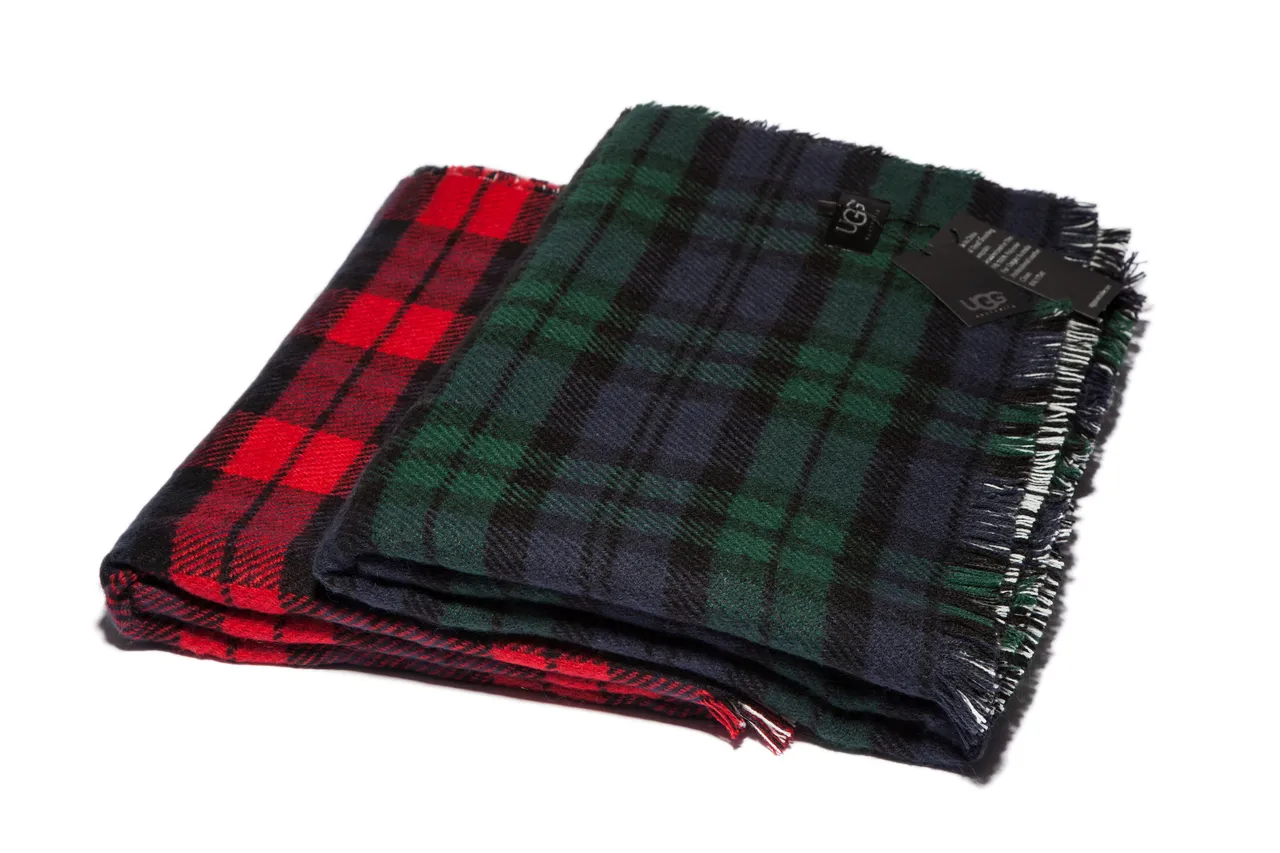 Red Navy Plaid Pattern Wool-Like Texture Scarve 4