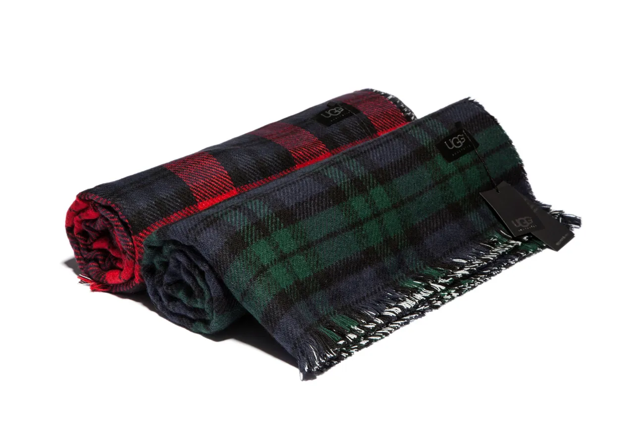Red Navy Plaid Pattern Wool-Like Texture Scarve 5