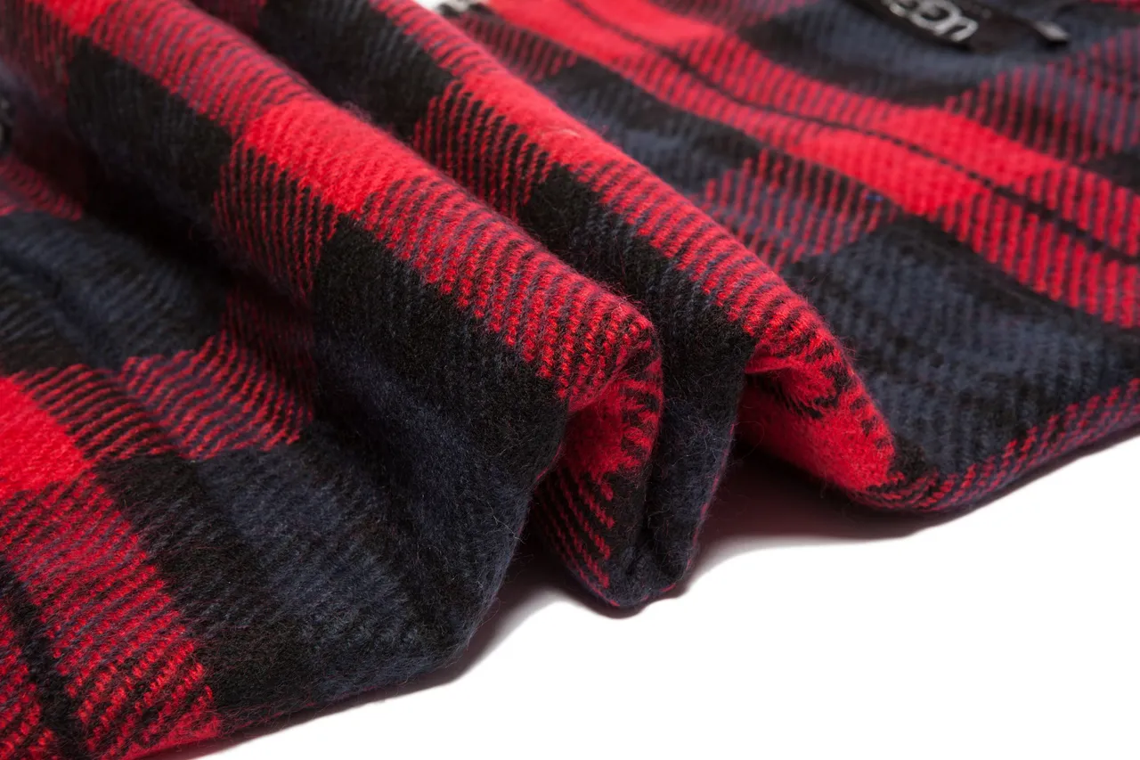 Red Navy Plaid Pattern Wool-Like Texture Scarve 12