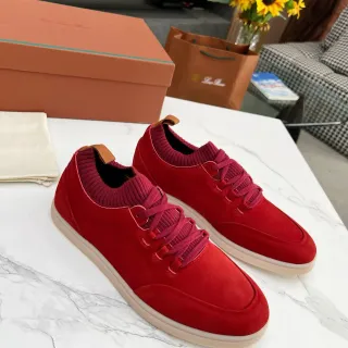 Tênis Lifestyle Low-Top com Colar de Malha em Suede Vermelho