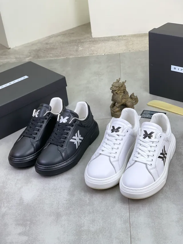 Richmond Black White Leather Platform Sole Sneakers 2