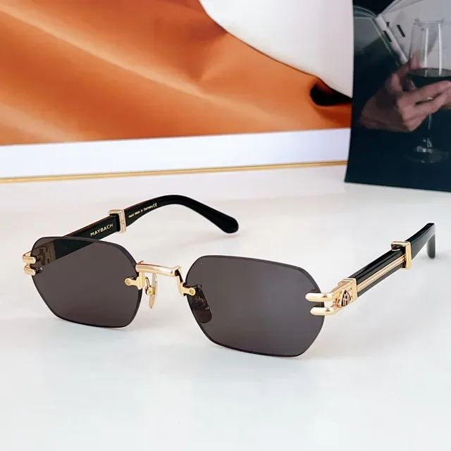 Rimless Gold-Tone Brown Gradient Sunglasses 6