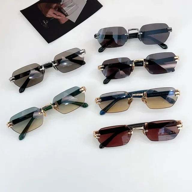 Rimless Gold-Tone Brown Gradient Sunglasses 9
