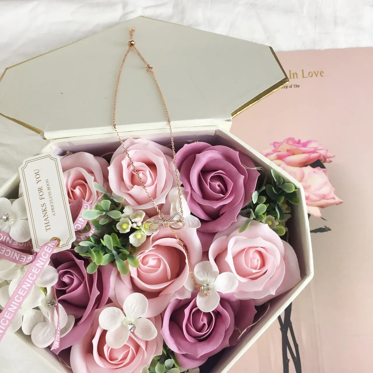 Rose Gold Pavé Bow Pendant Necklace 6