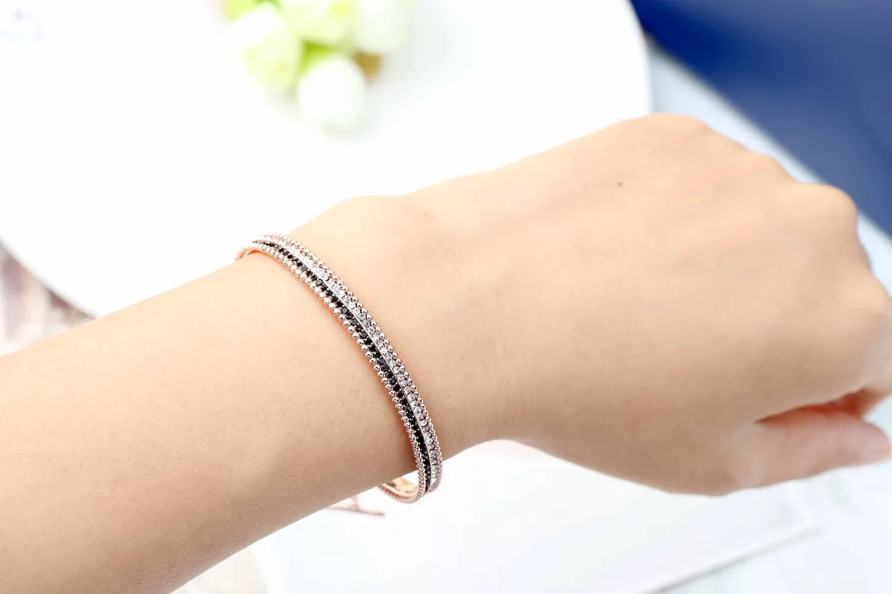 Rose Gold Tone Multi-Row Beaded Pavé Bracelet 3
