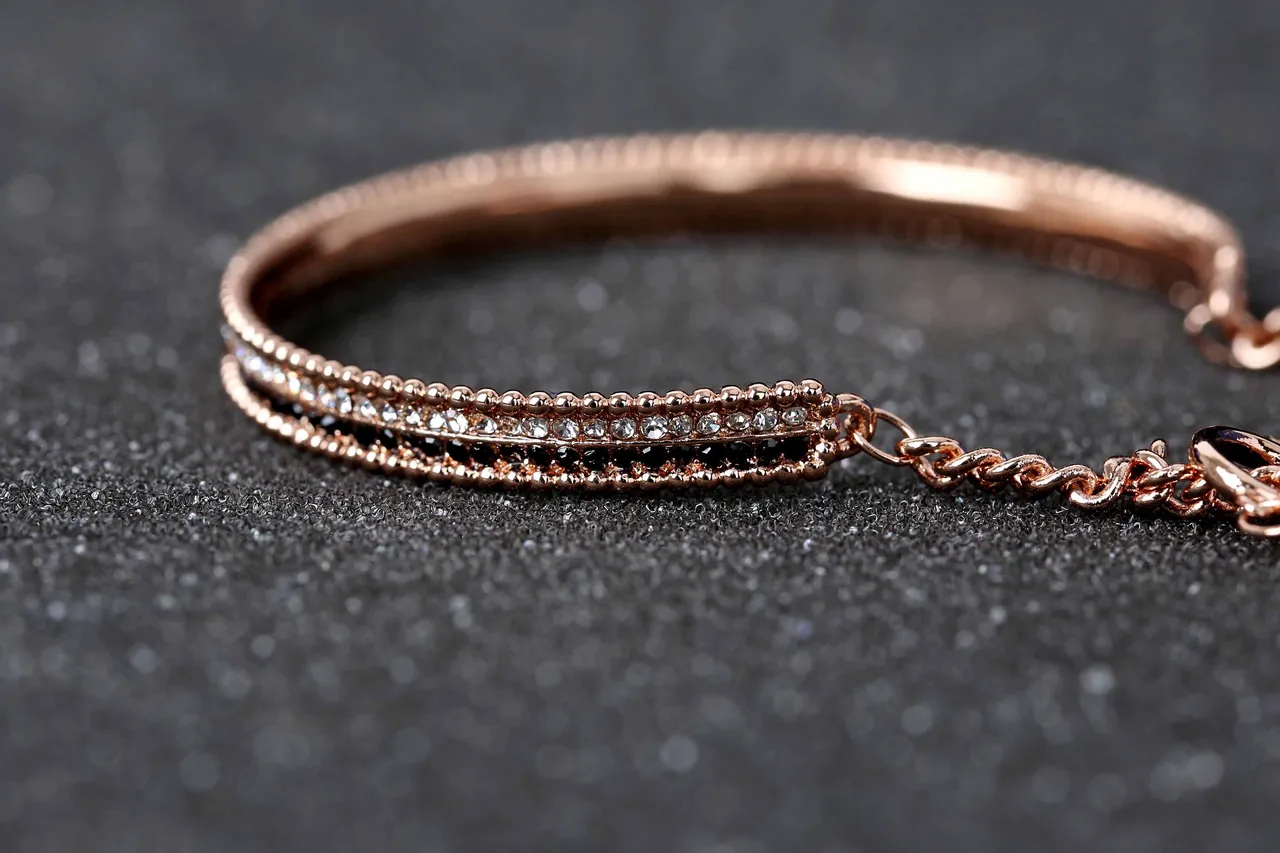Rose Gold Tone Multi-Row Beaded Pavé Bracelet 5