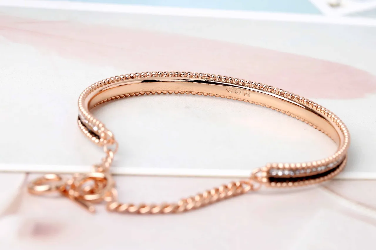 Rose Gold Tone Multi-Row Beaded Pavé Bracelet 7
