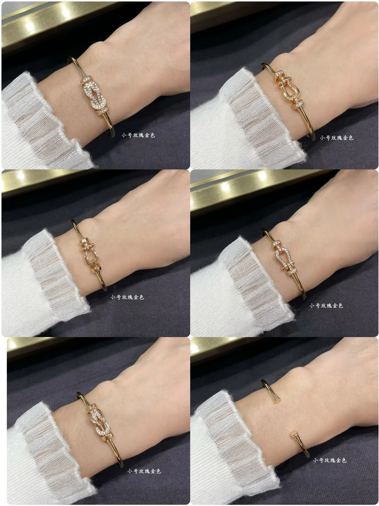 Rose Gold Tone Pavé Crystal Knot Clasp Bracelets 8