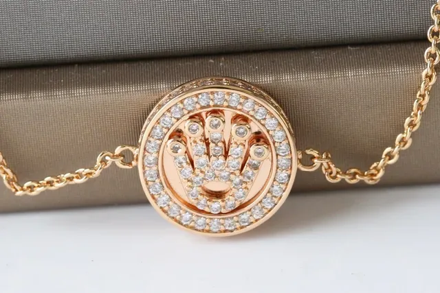 Rose Gold Yellow Gold Silver Hand Motif Pavé Stone Chain Bracelets 5
