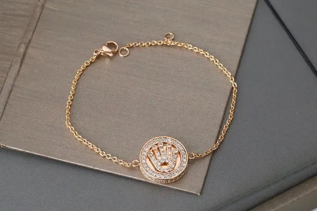 Rose Gold Yellow Gold Silver Hand Motif Pavé Stone Chain Bracelets 7