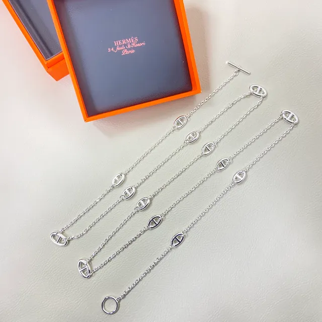 Rose Gold Yellow Gold Silver Tone Multi-Strand Oval-Link Toggle Clasp Necklaces 2