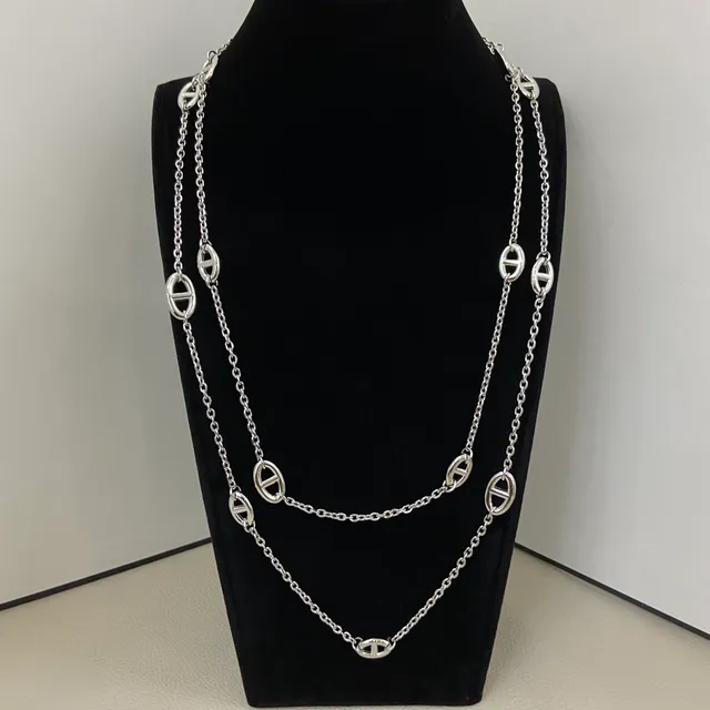 Rose Gold Yellow Gold Silver Tone Multi-Strand Oval-Link Toggle Clasp Necklaces 7