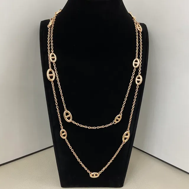 Rose Gold Yellow Gold Silver Tone Multi-Strand Oval-Link Toggle Clasp Necklaces 8