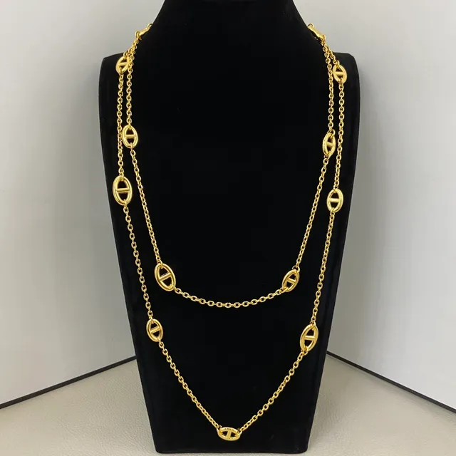 Rose Gold Yellow Gold Silver Tone Multi-Strand Oval-Link Toggle Clasp Necklaces 9
