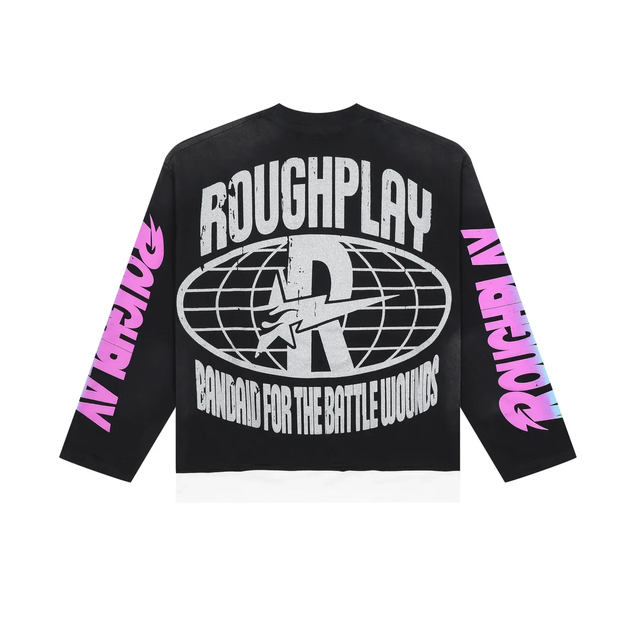 ROUGH Graphic-Print Cut-Hem Long-Sleeve Sweater 4