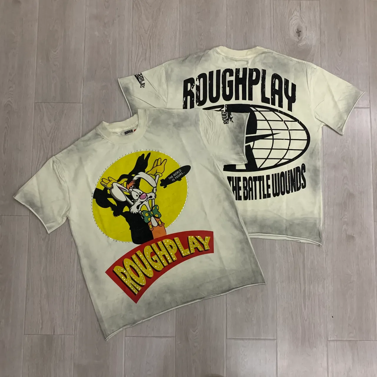 Rough Roughplay Graphic Rhinestone-Embellished Tie-Dye T-Shirt 5