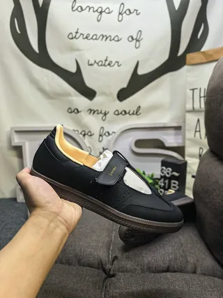 Samba Black Beige Laceless Single-Strap Mary Jane Shoes 5