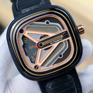SEVENFRIDAY Automatic Black Gold Open-Worked Multi-Layer Dial Structural Bridges Mechanical Watch