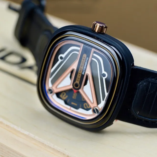 SEVENFRIDAY Automatic Black Gold Open-Worked Multi-Layer Dial Structural Bridges Mechanical Watch 7
