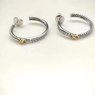 Silver and Gold Twisted Rope Hoop Earrings