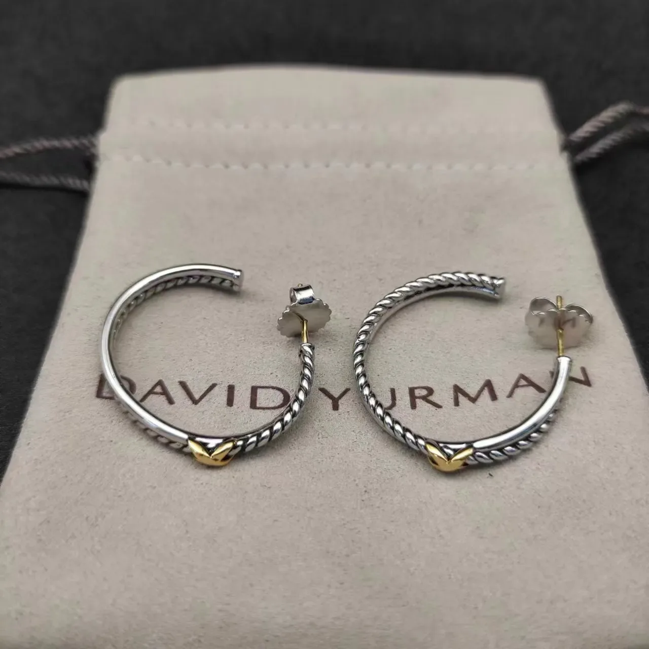 Silver and Gold Twisted Rope Hoop Earrings 4