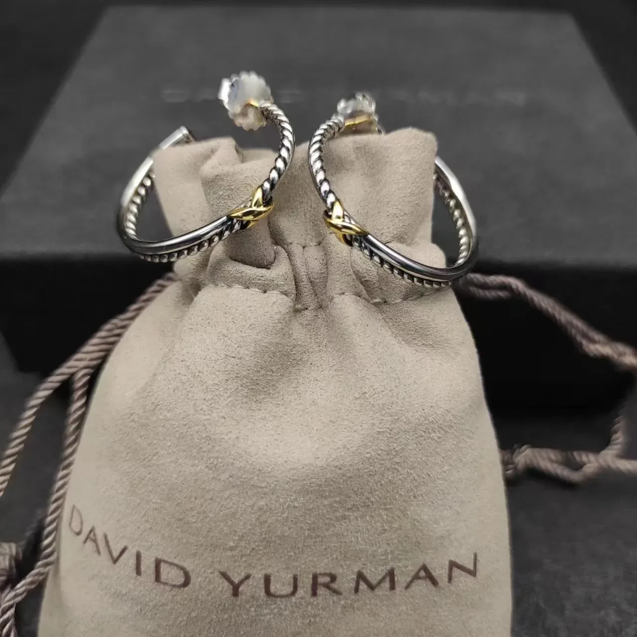 Silver and Gold Twisted Rope Hoop Earrings 5