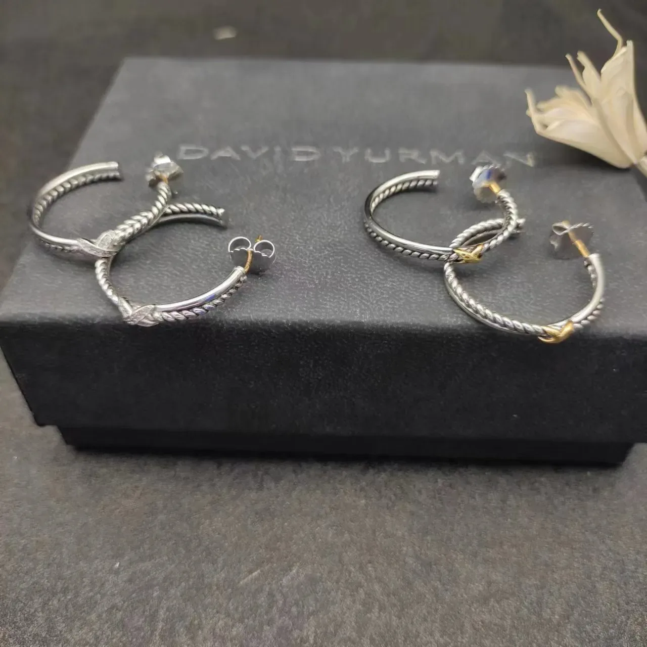 Silver and Gold Twisted Rope Hoop Earrings 9