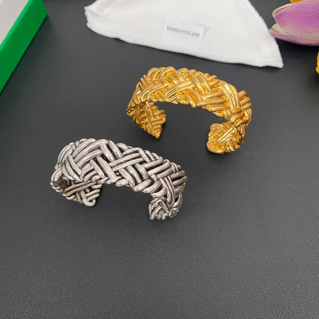 Silver and Gold Woven Twisted Open Cuff Bracelets 8