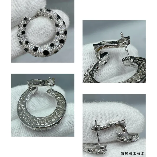 Silver Black Crescent Hoop Pavé Crystal Earrings 2