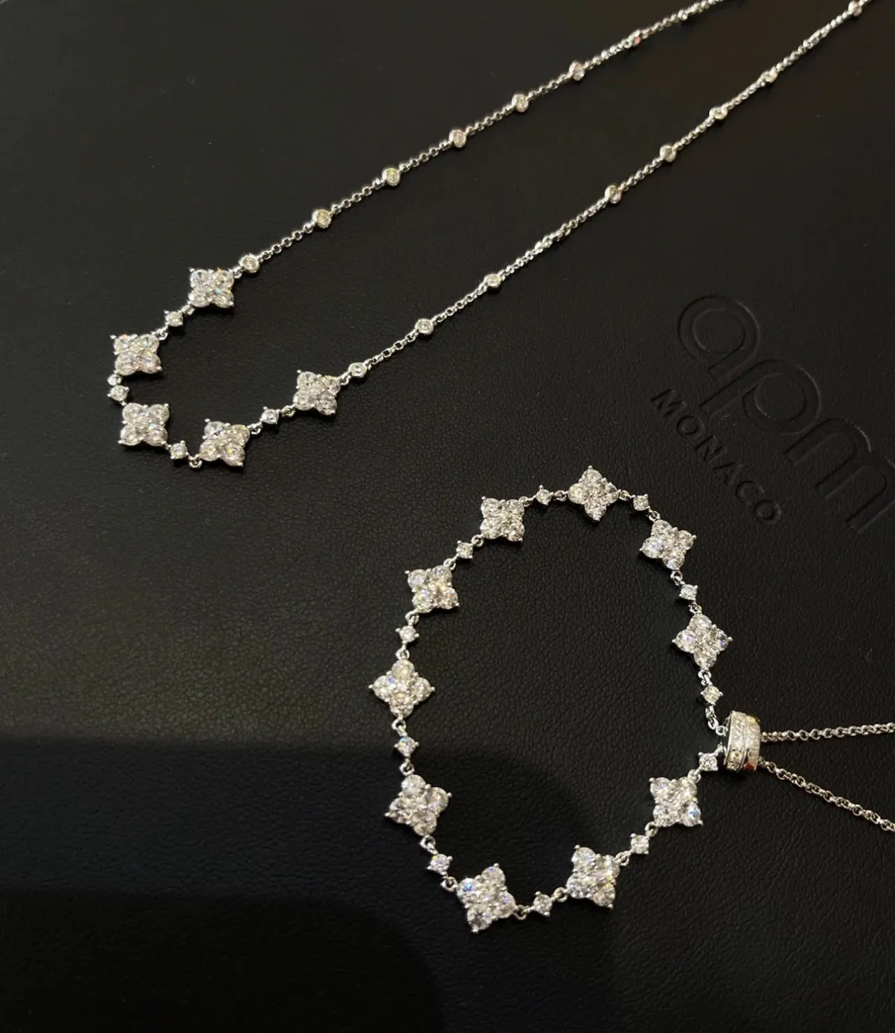 Silver Blue Chain Floral Cluster Motif Necklace 4