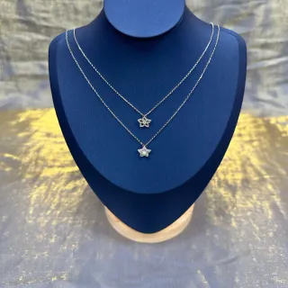 Collier pendentif étoile en forme de couches argenté bleu