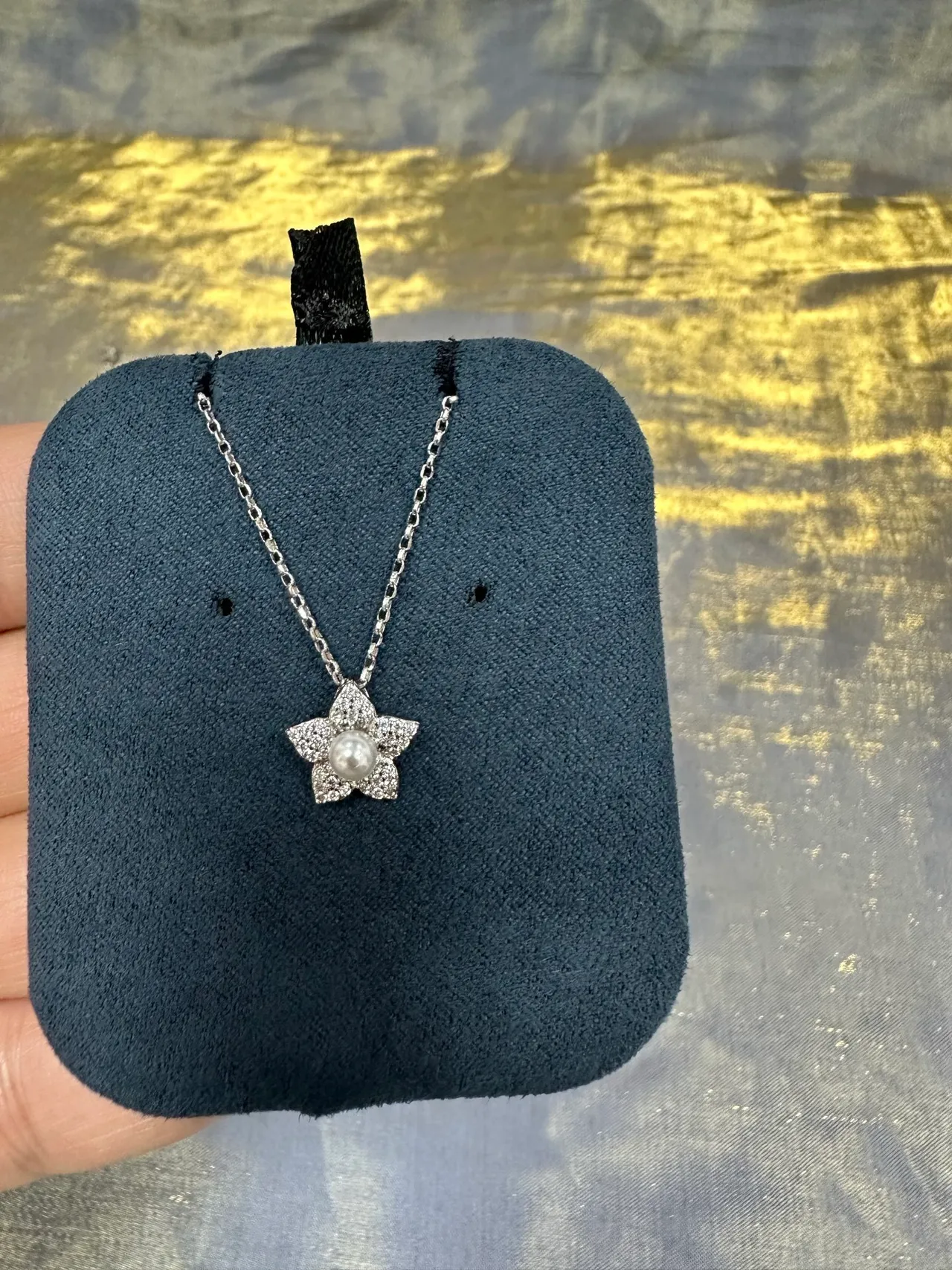 Silver Blue Layered Star-Shaped Pendant Necklace 5