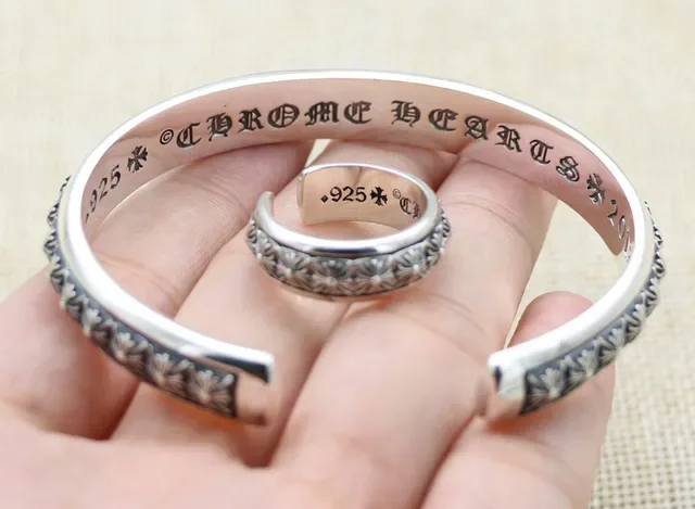Silver Engraved Starburst Open Cuff Bracelet 4