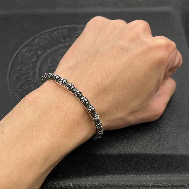 Silver Floral Motif Open Cuff Bracelet 2