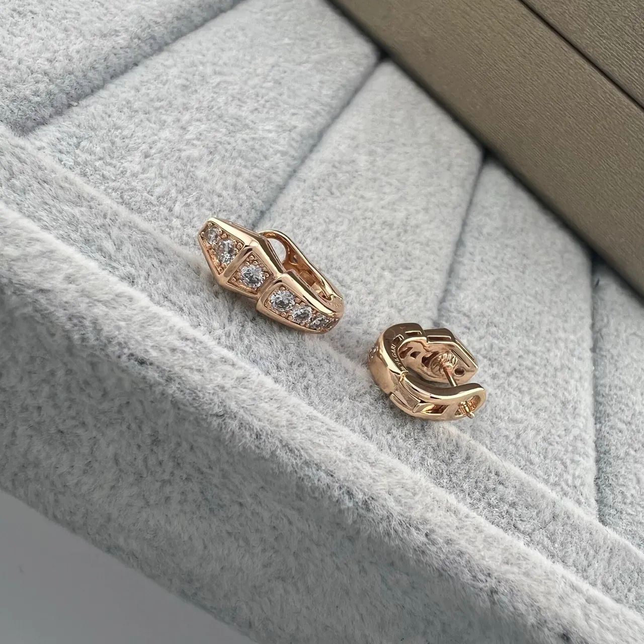 Silver Gold Geometric Segmented Pavé-Set Earrings 4