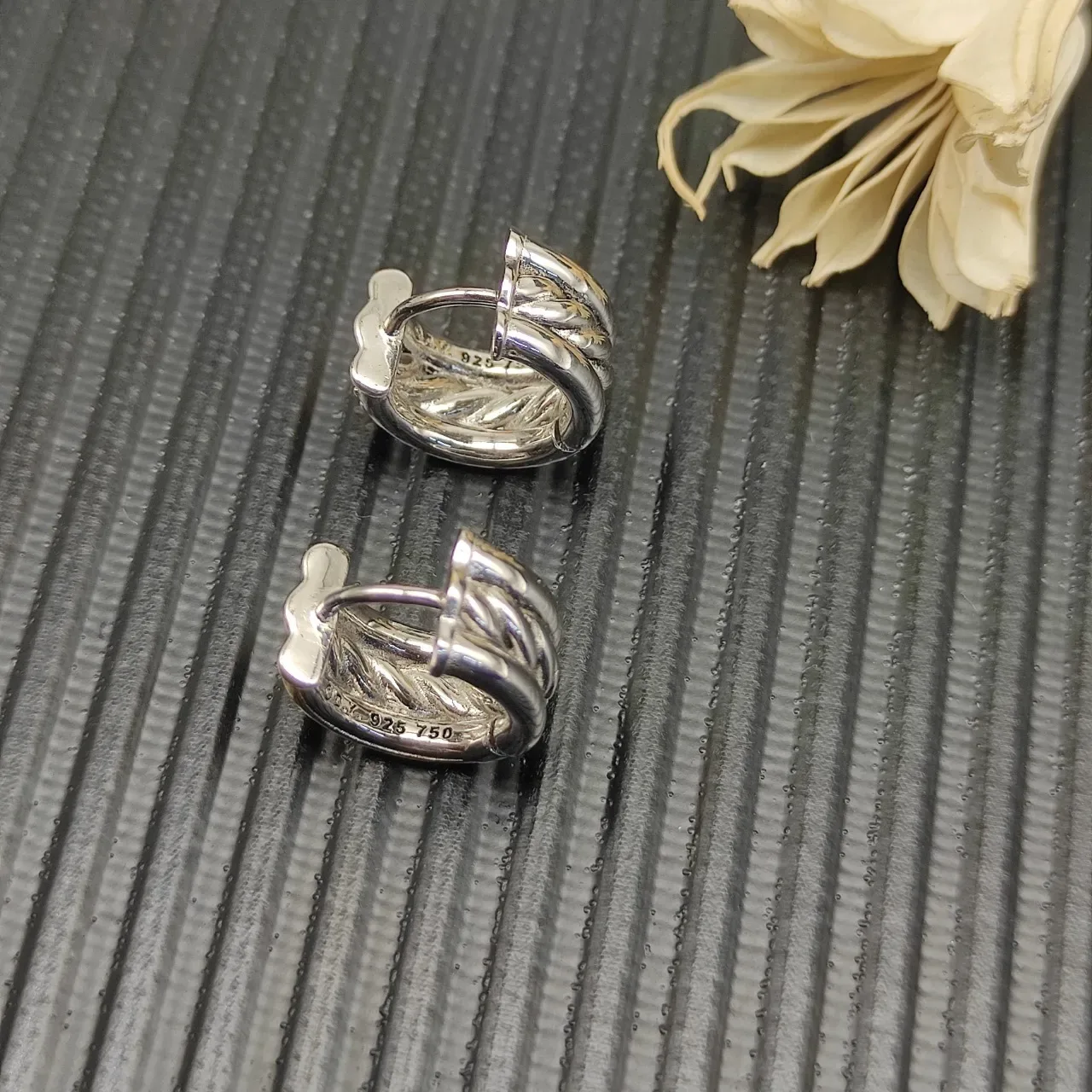 Silver Gold Hinged Hoop Two-Tone Metal Earrings 6