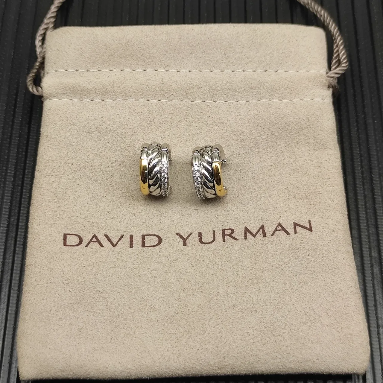 Silver Gold Hinged Hoop Two-Tone Metal Earrings 9